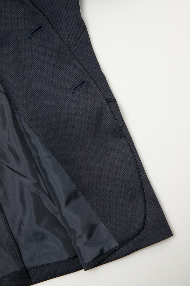 藍色條紋西裝男正裝-下擺設計