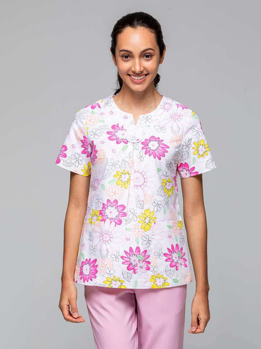 【 I245-A0 】女刷手上衣-I印花布-紅太陽花