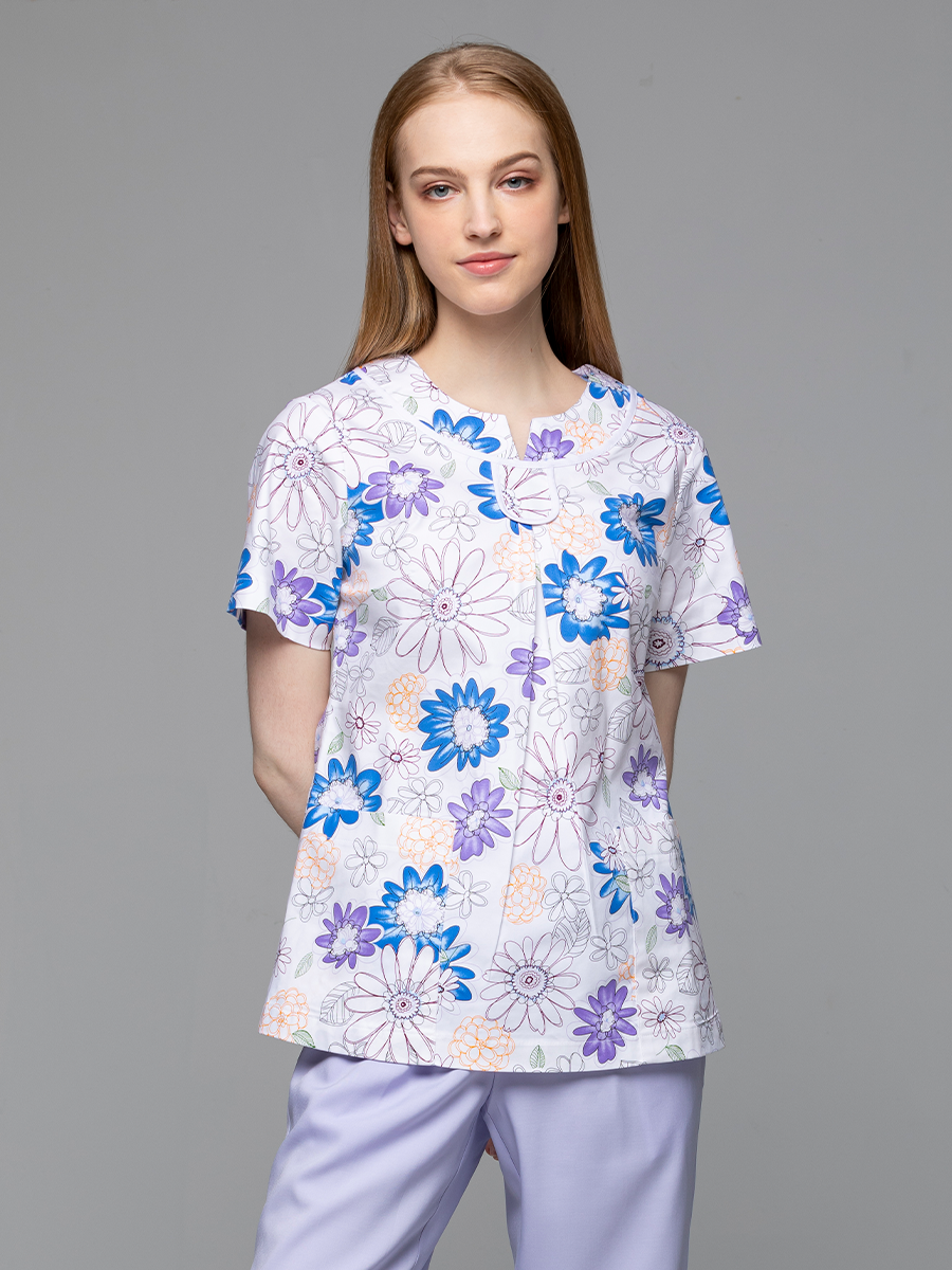 【 I245-B0 】女刷手上衣-I印花布-藍太陽花