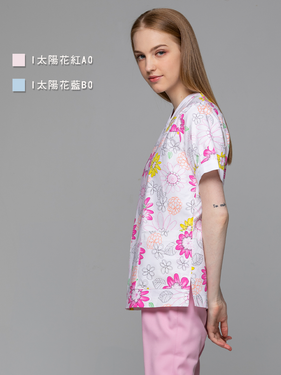 【 I704-A0 】女刷手上衣-I印花布-紅太陽花