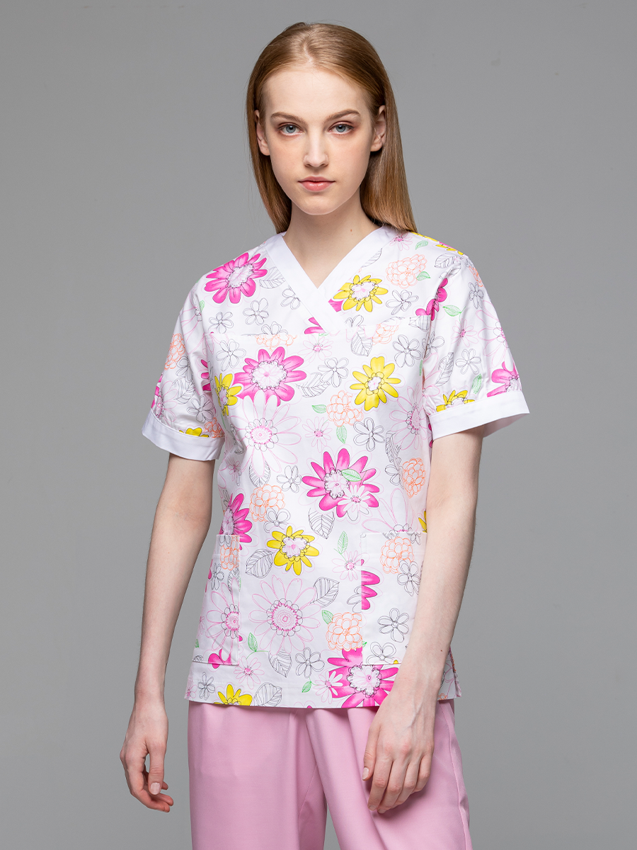 【 I704-A0 】女刷手上衣-I印花布-紅太陽花