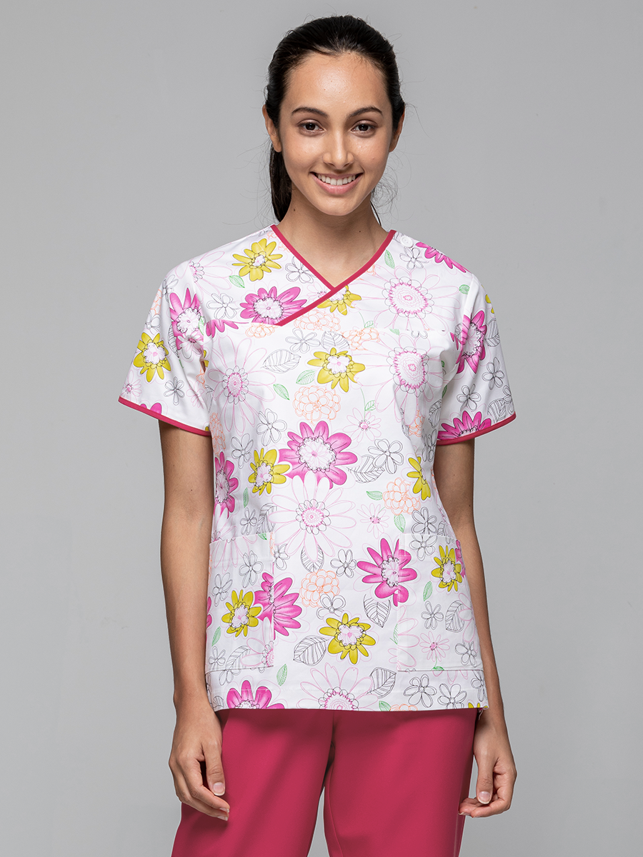 【 I712-A0 】女刷手上衣-I印花布-紅太陽花