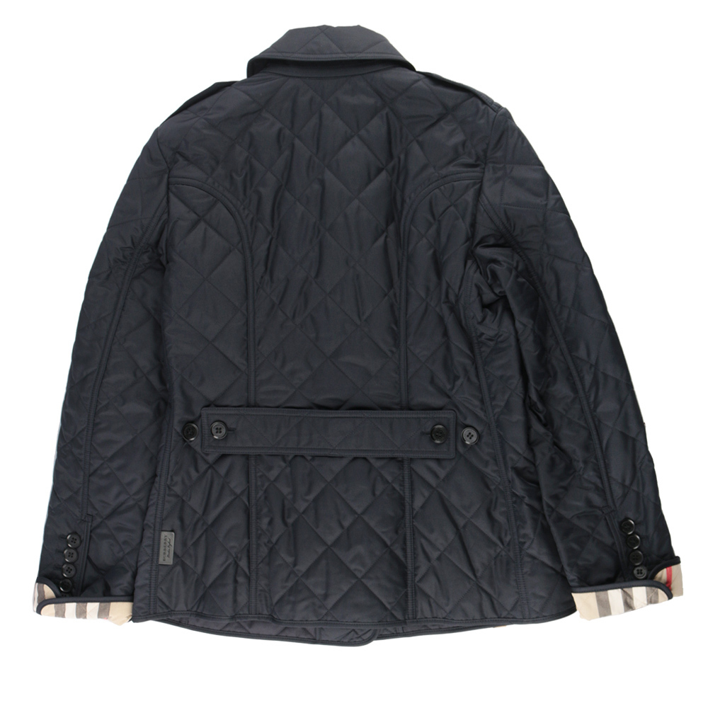 【BURBERRY】菱格紋棉質輕型外套(海軍藍)