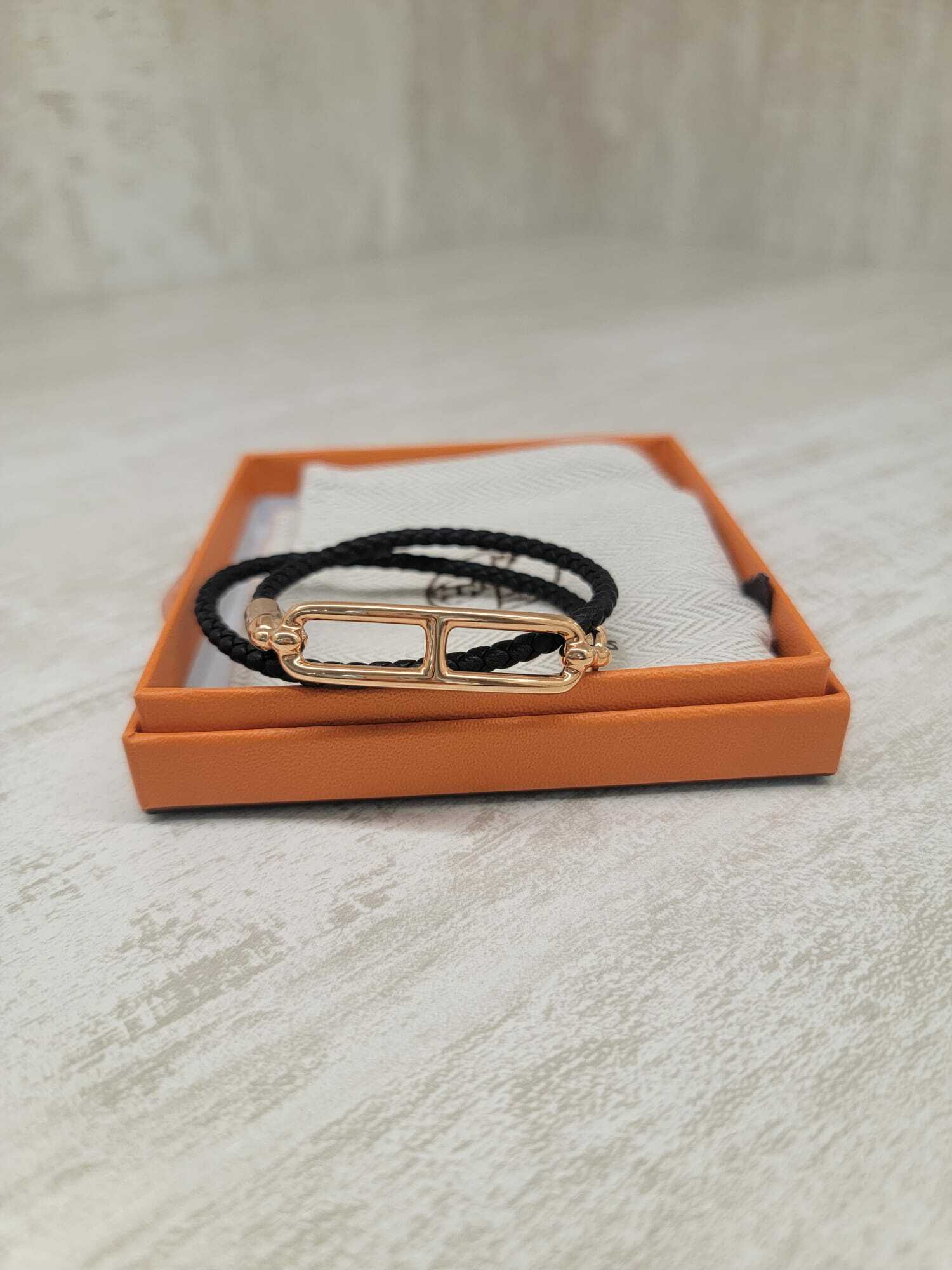 豬鼻手繩Roulis double tour 黑玫瑰金