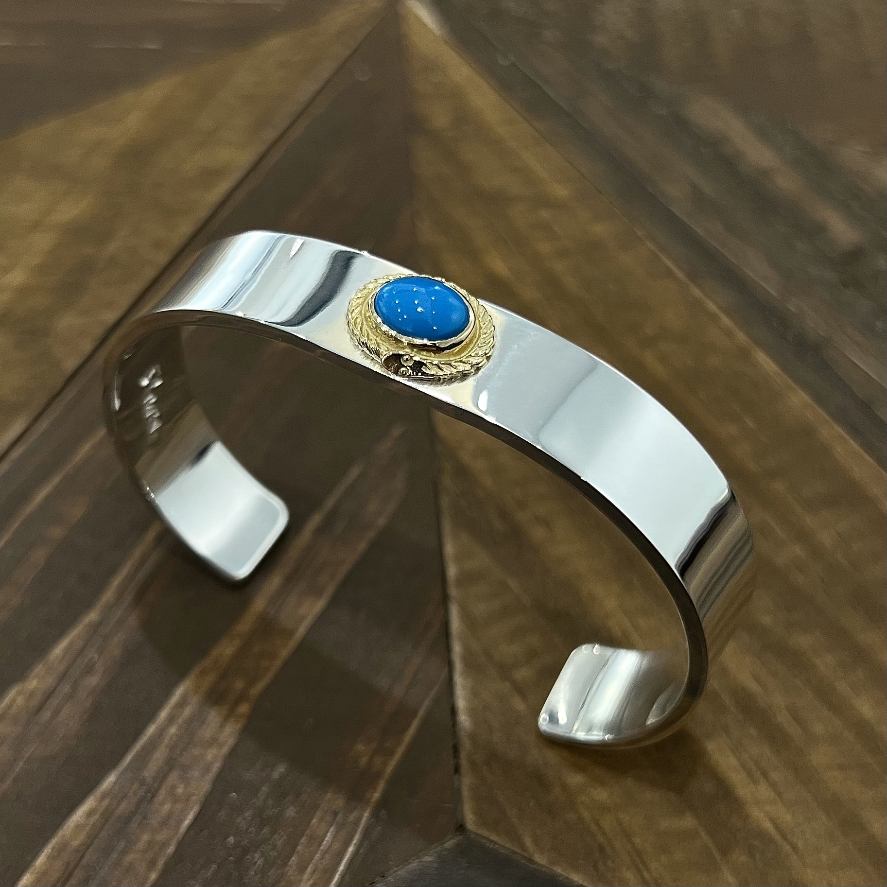 LIFE系列 金繩松石平打手鐲(12mm)