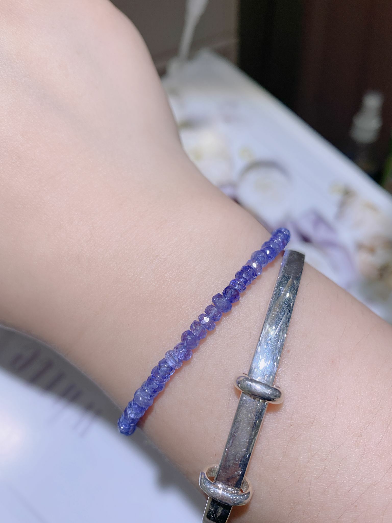 高質鑽切坦桑石手鏈(S925扣)