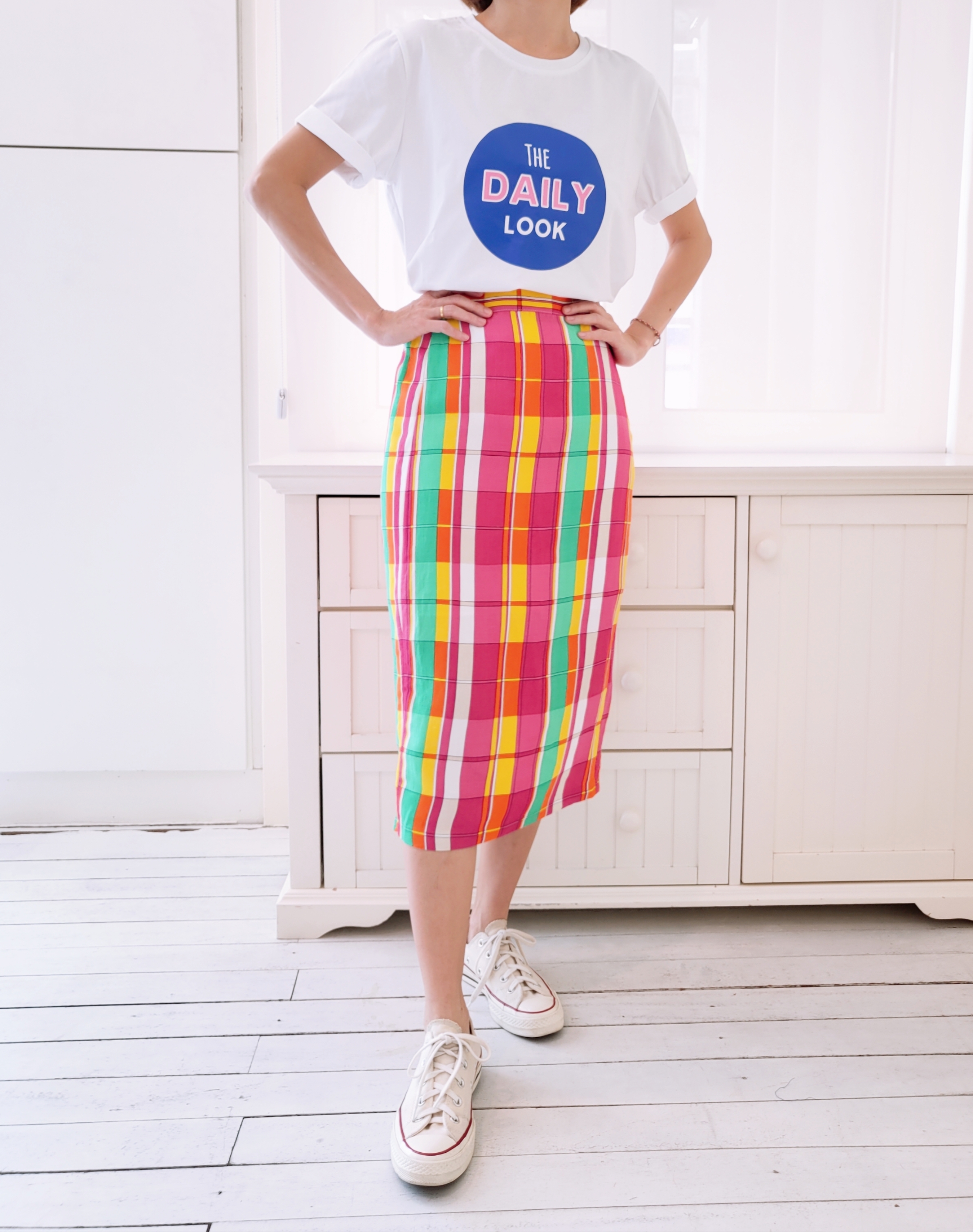 KOREA COLOUR BLOCK PENCIL SKIRT