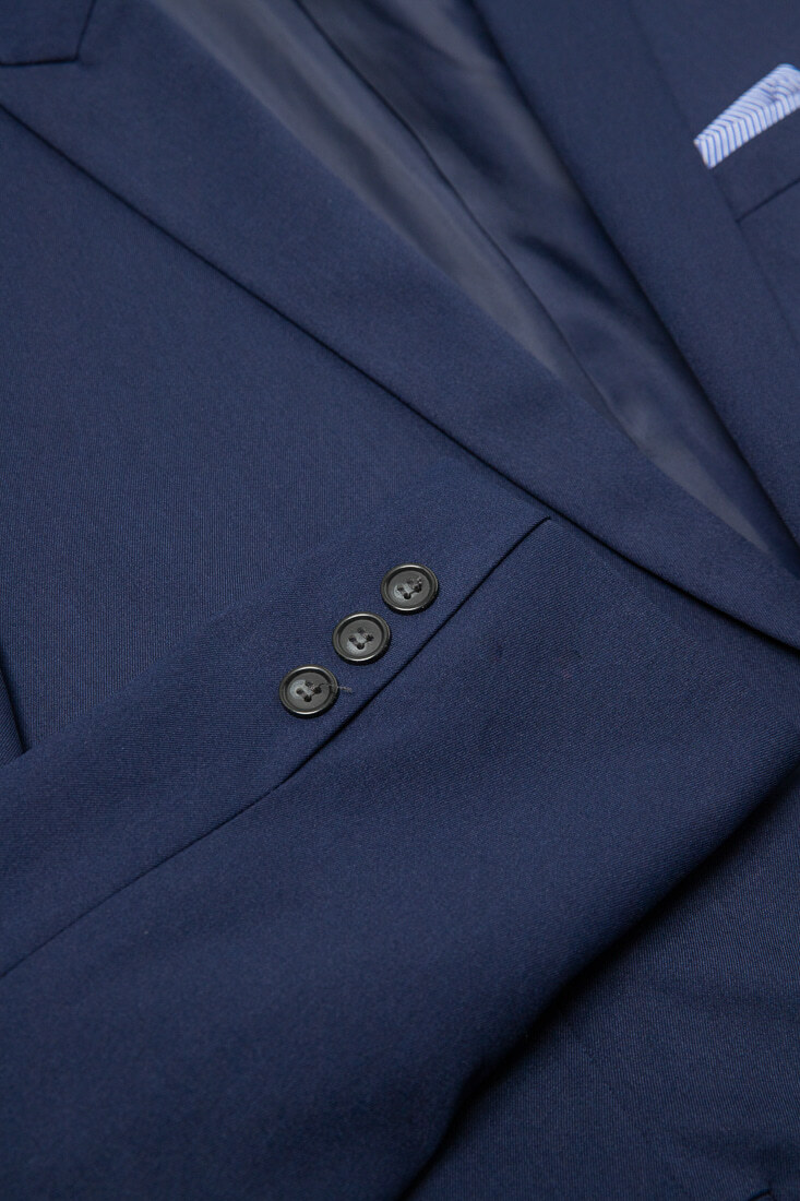 寶藍彈性西裝男正裝-排釦設計