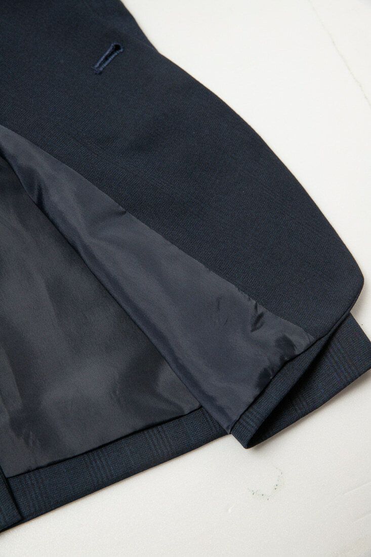 深藍格紋西裝男正裝-下擺設計