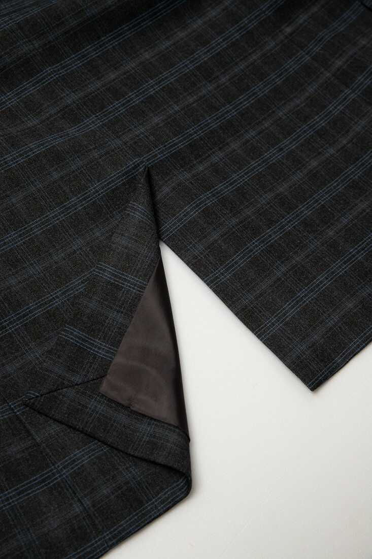 灰色格紋西裝男正裝-後開中叉設計