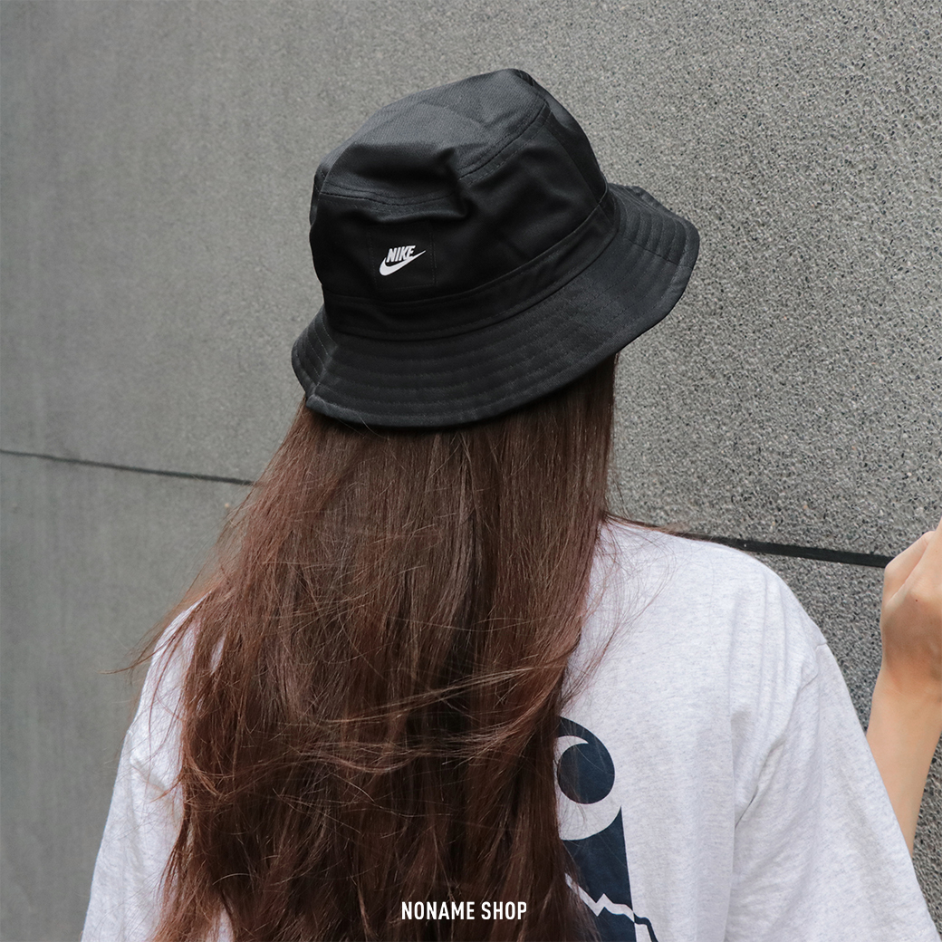 NIKE Sportswear LOGO 大童 女生可戴 漁夫帽 黑色