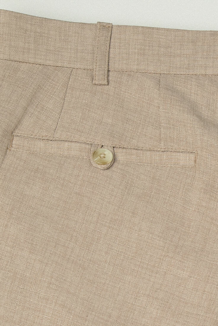 卡其休閒彈性修身西裝褲 -後口袋