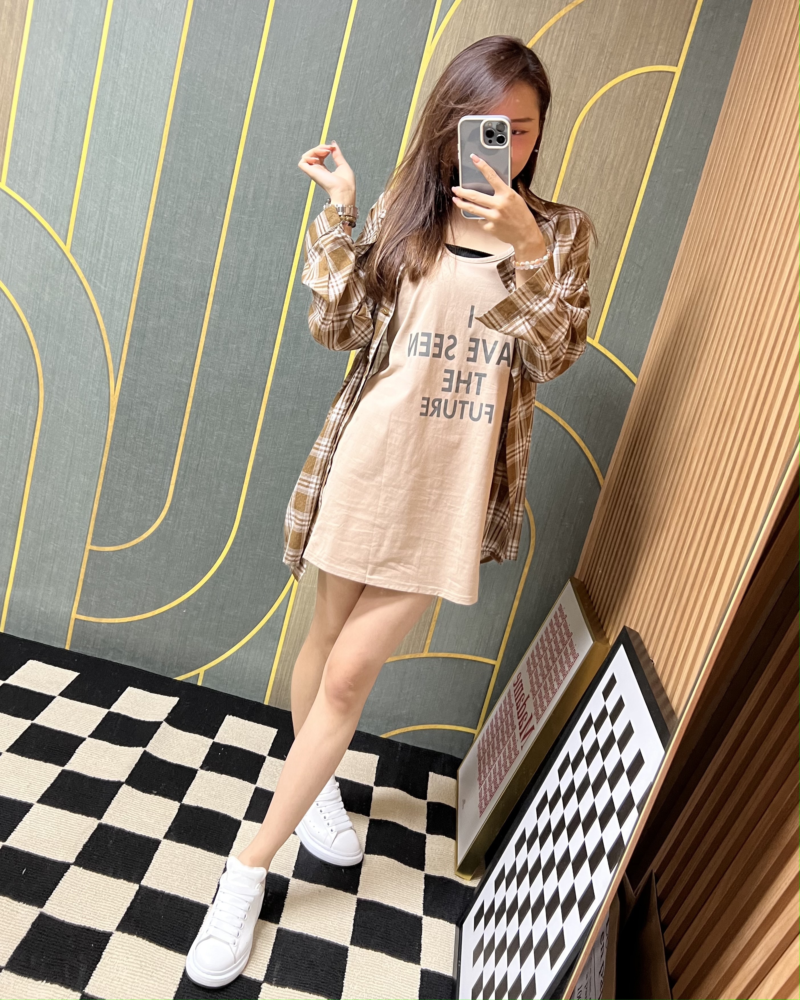 【Hoi2推介】印英文字背心配格仔裇衫套裝