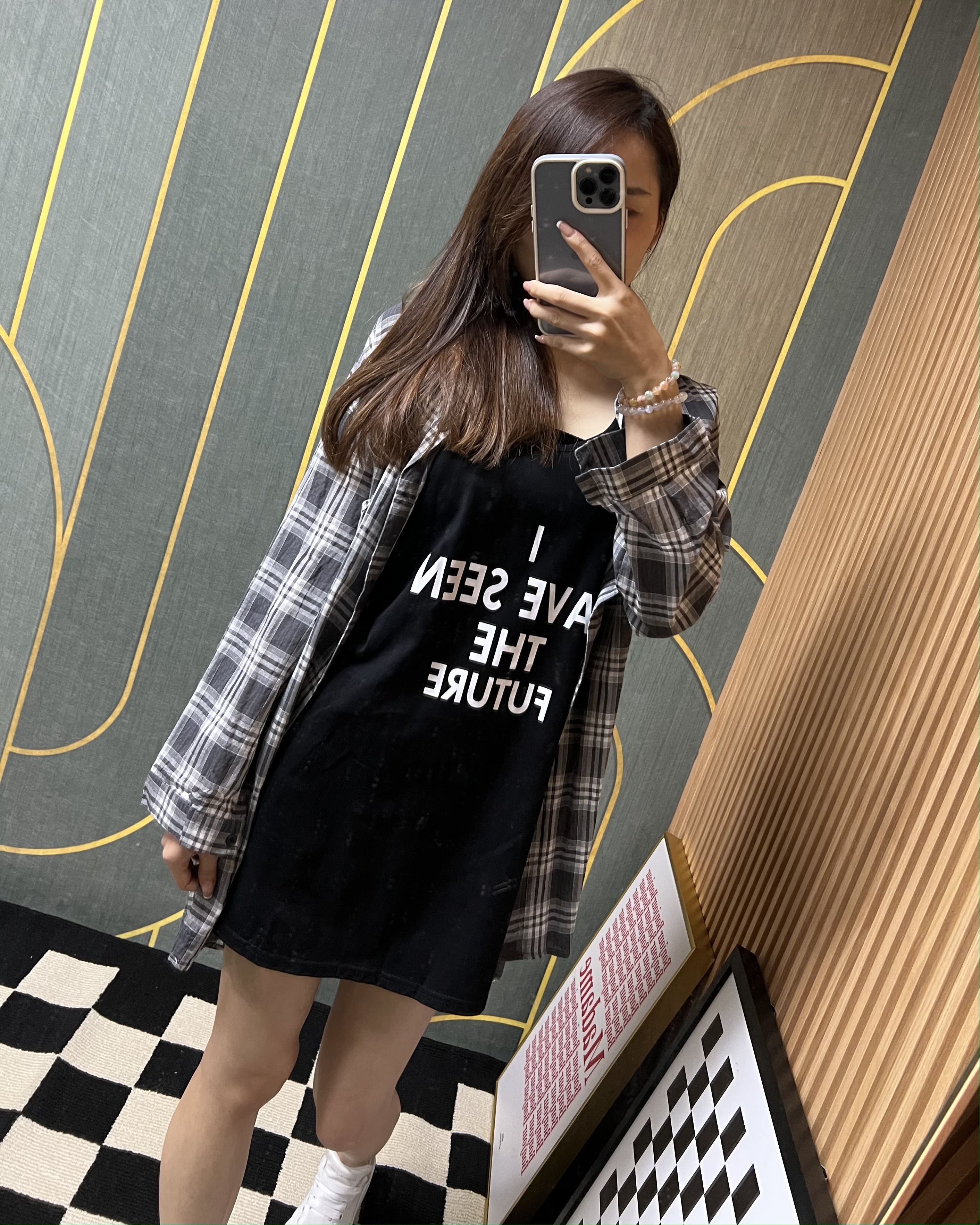 【Hoi2推介】印英文字背心配格仔裇衫套裝