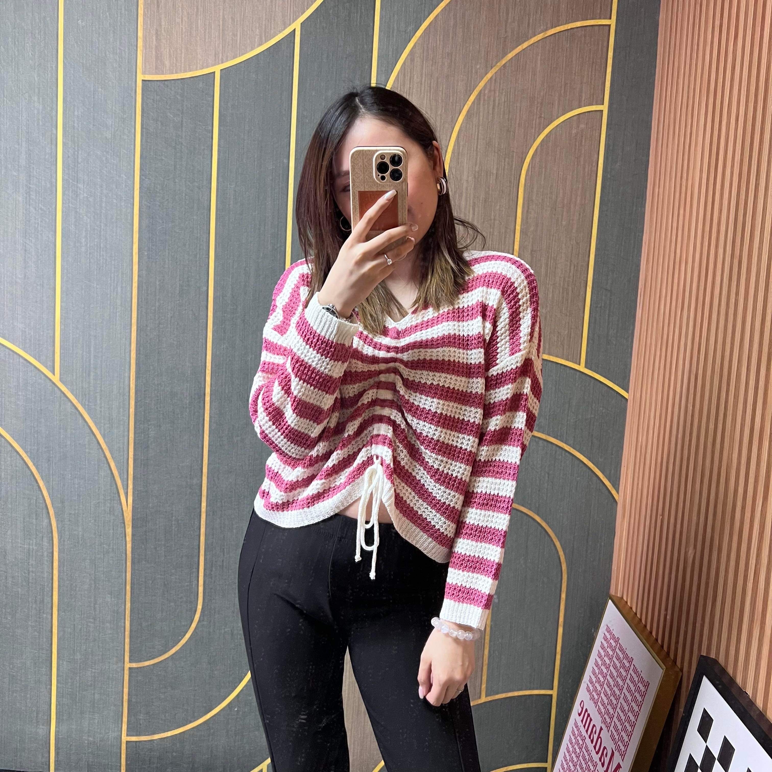 【Hoi2推介】線衫～顯瘦前索繩橫間TOP