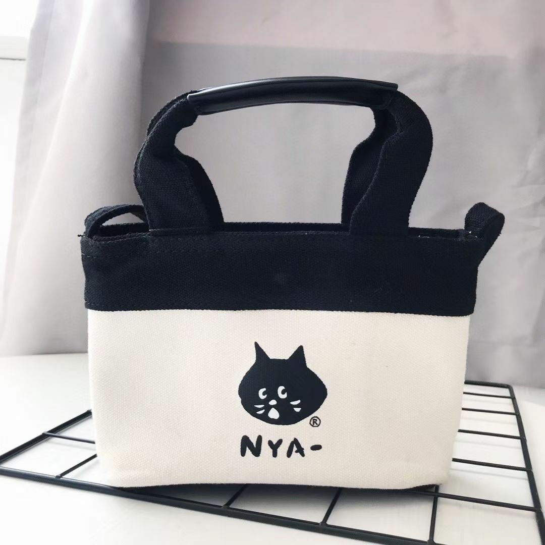 🇯🇵秋冬款 Ne Net Nya 驚訝貓 拼色帆布 斜挎手提小包 (逢星期日截單後14-21個工作天發貨)
