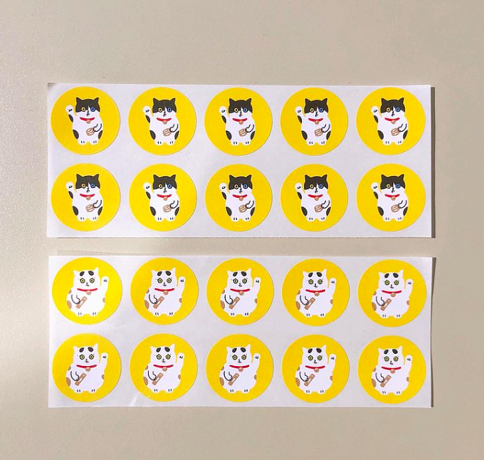 招財貓  20枚小圓圓貼紙|superB studio