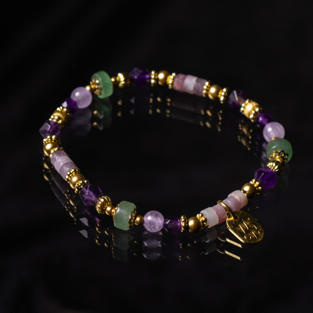 梭哈人生 // C1451紫水晶鋰雲母東陵玉手鍊