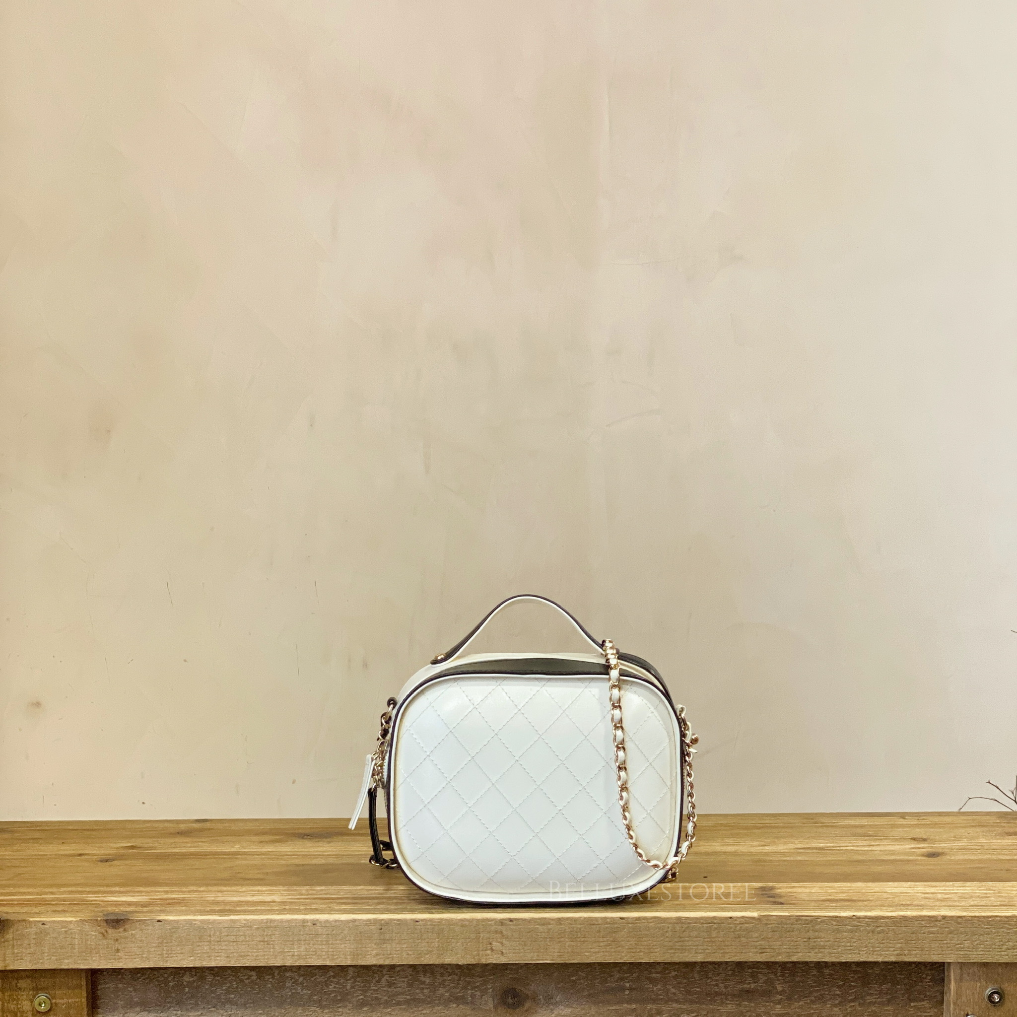 [Preowned] Chanel camera bag calfskin b&w