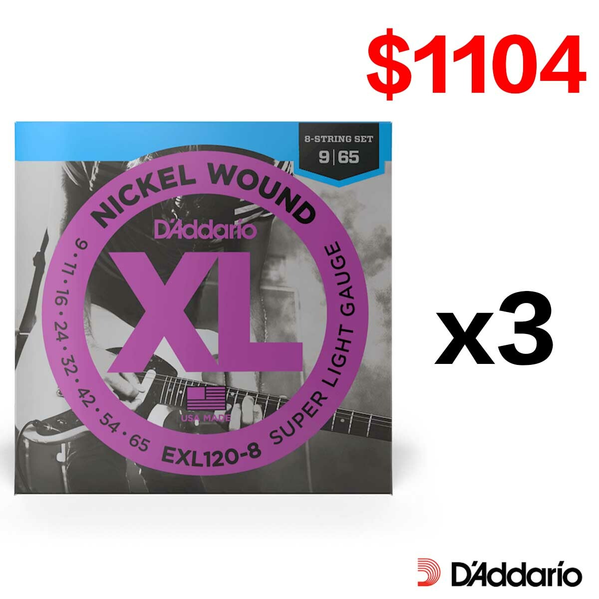 DAddario EXL 120-8 09/65 8弦 八弦 電吉他弦 (兩包96折三包92折)
