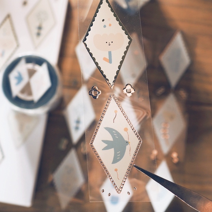 鳥和花 燙銀 PET膠帶｜右手超人