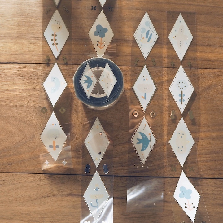 鳥和花 燙銀 PET膠帶｜右手超人