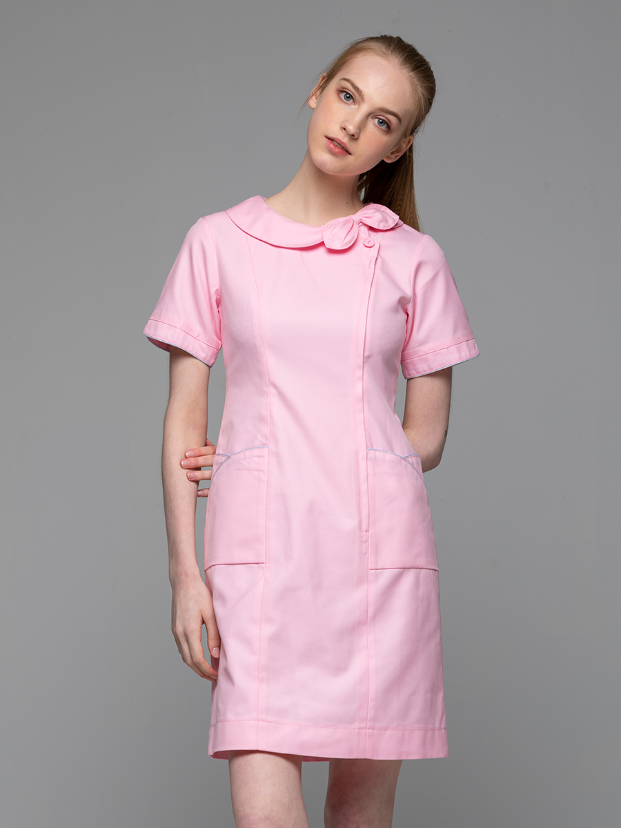 【 B133-A0 】女護理洋裝-B立挺布-寶寶粉