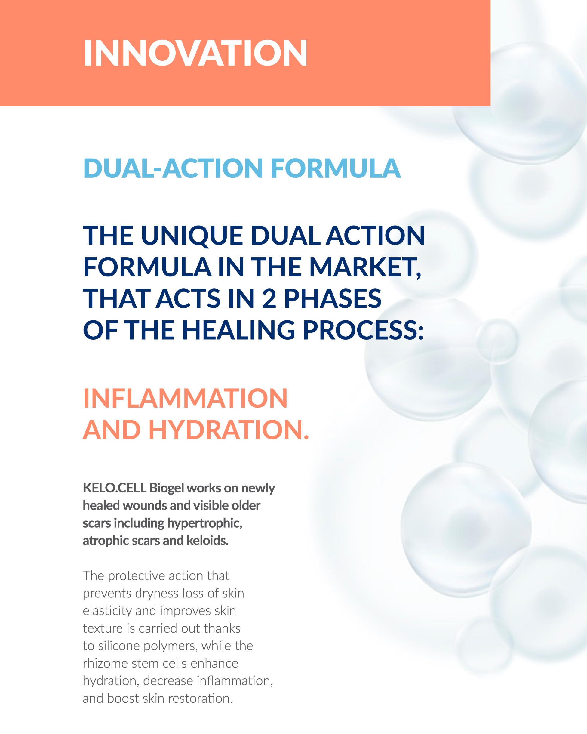 KELO CELL BIOGEL UNIQUE DUAL ACTION FORMULA, ACTS IN 2 PHASES OF THE HEALING PROCESS