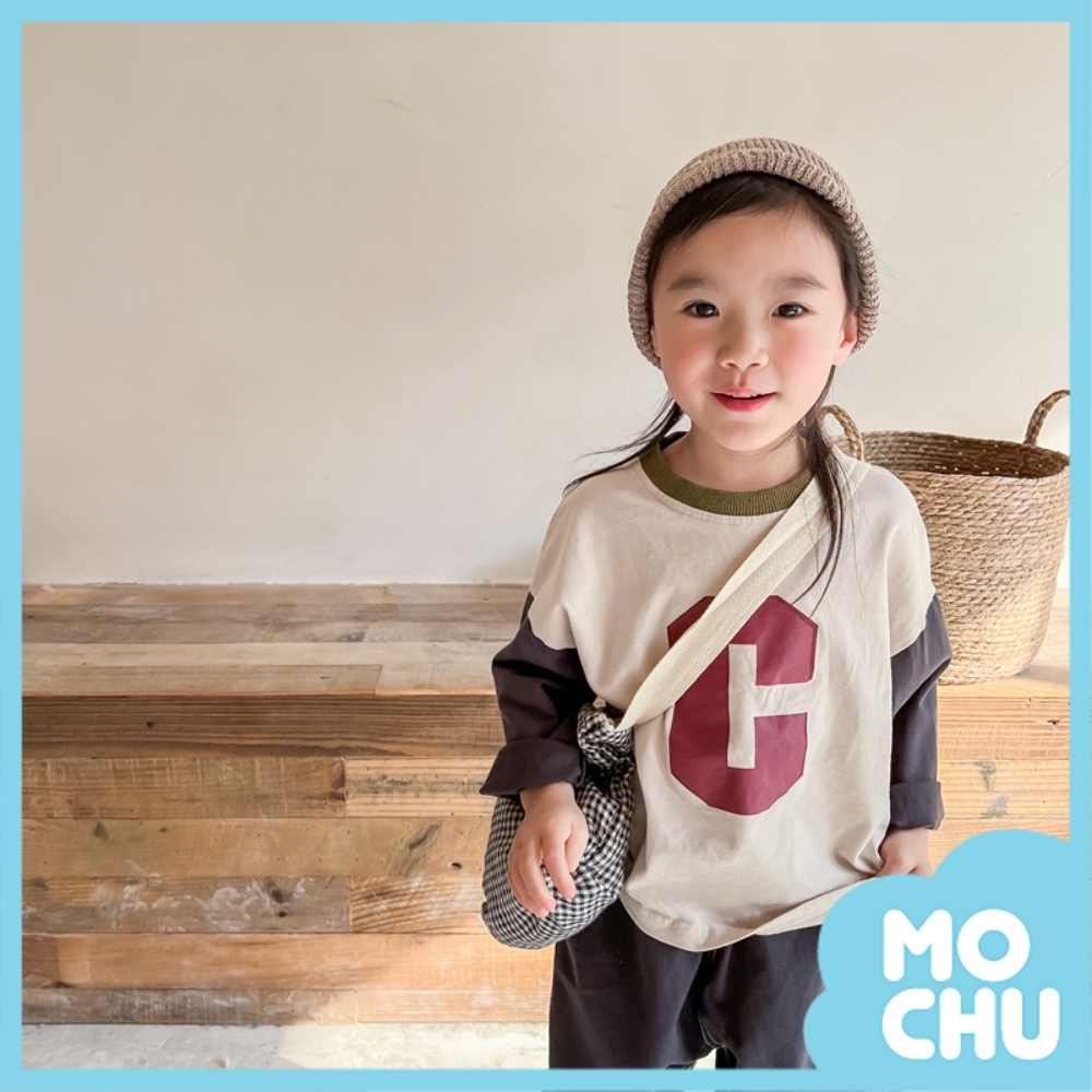 字母C拼接長袖上衣(兩色)