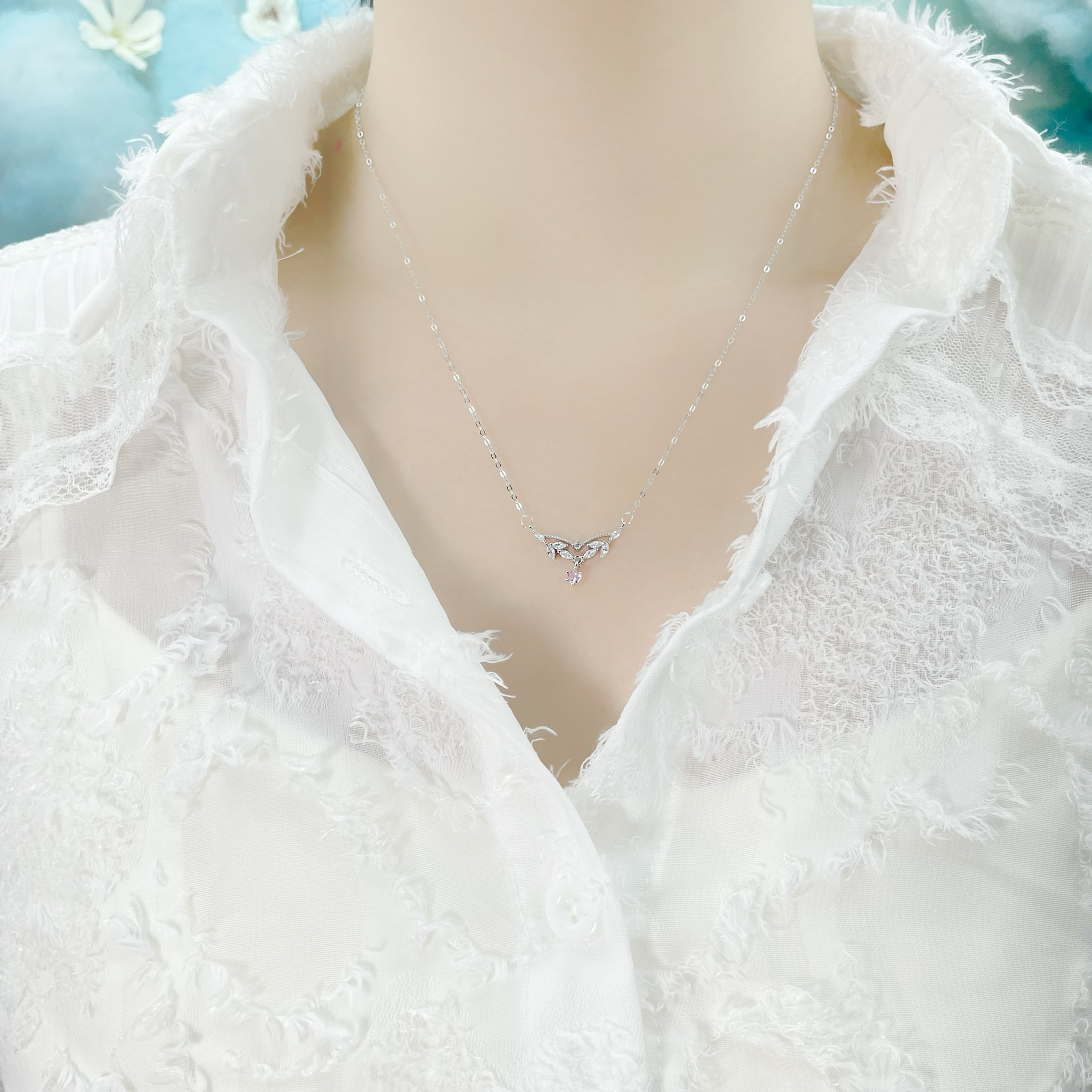 | 925 Silver | Wings Of Pinky Dream Necklace | NE0631 |
