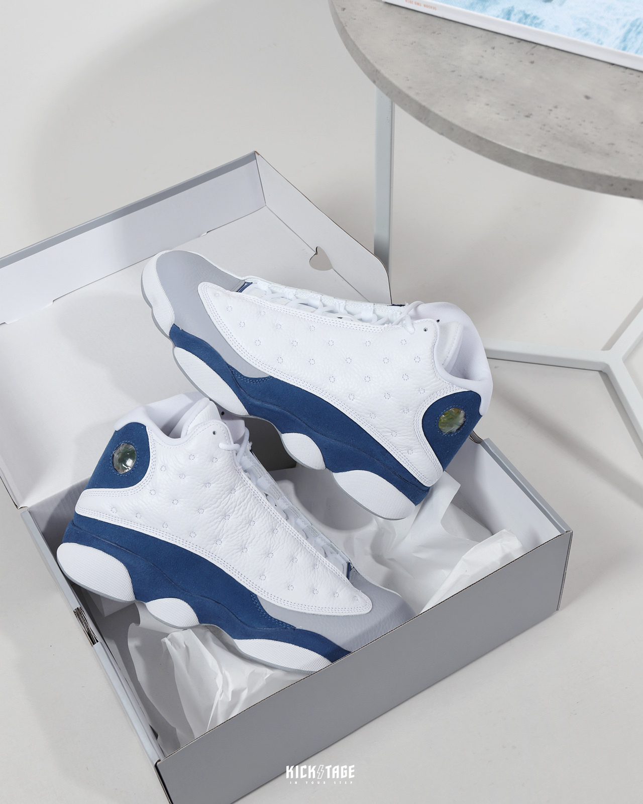 男鞋AIR JORDAN 13 RETRO French Blue 法國白藍復刻皮革反光貓眼13代