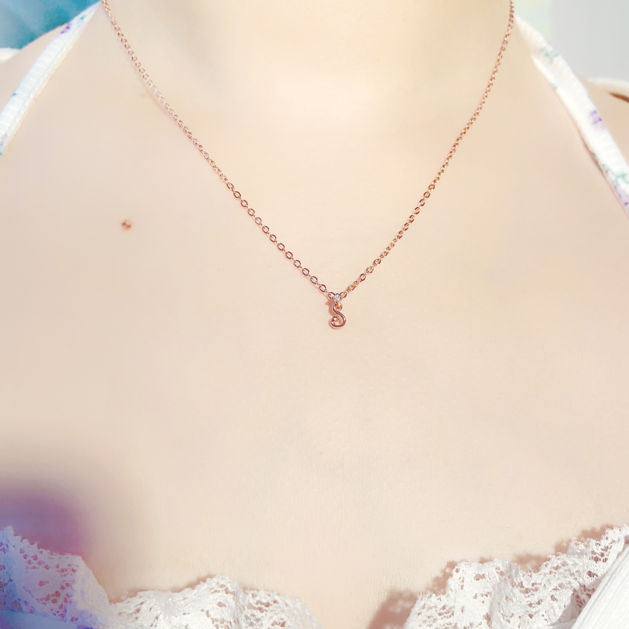 | 925 Silver・ Rose Gold | Letter S Necklace  | NE0028 |