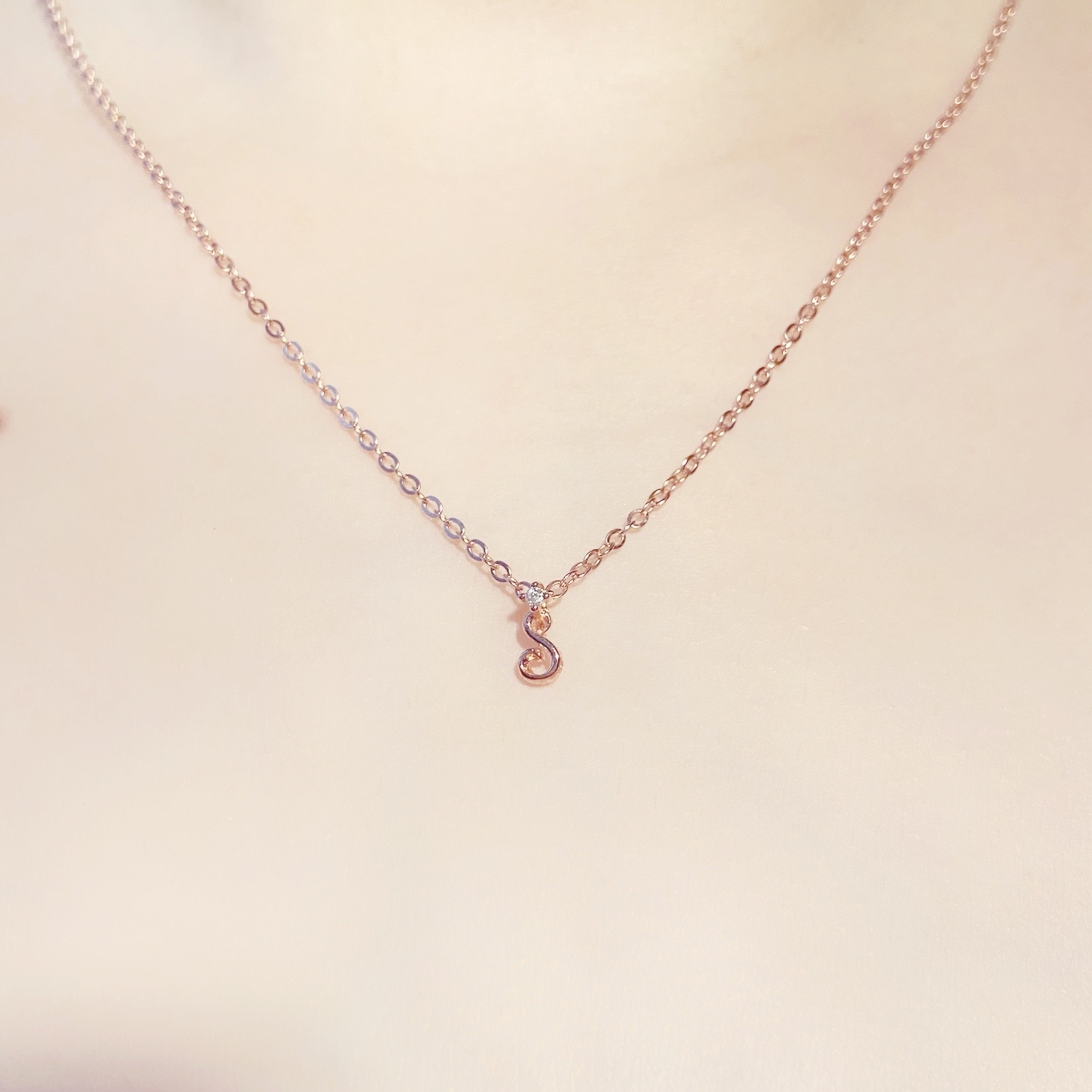 | 925 Silver・ Rose Gold | Letter S Necklace  | NE0028 |