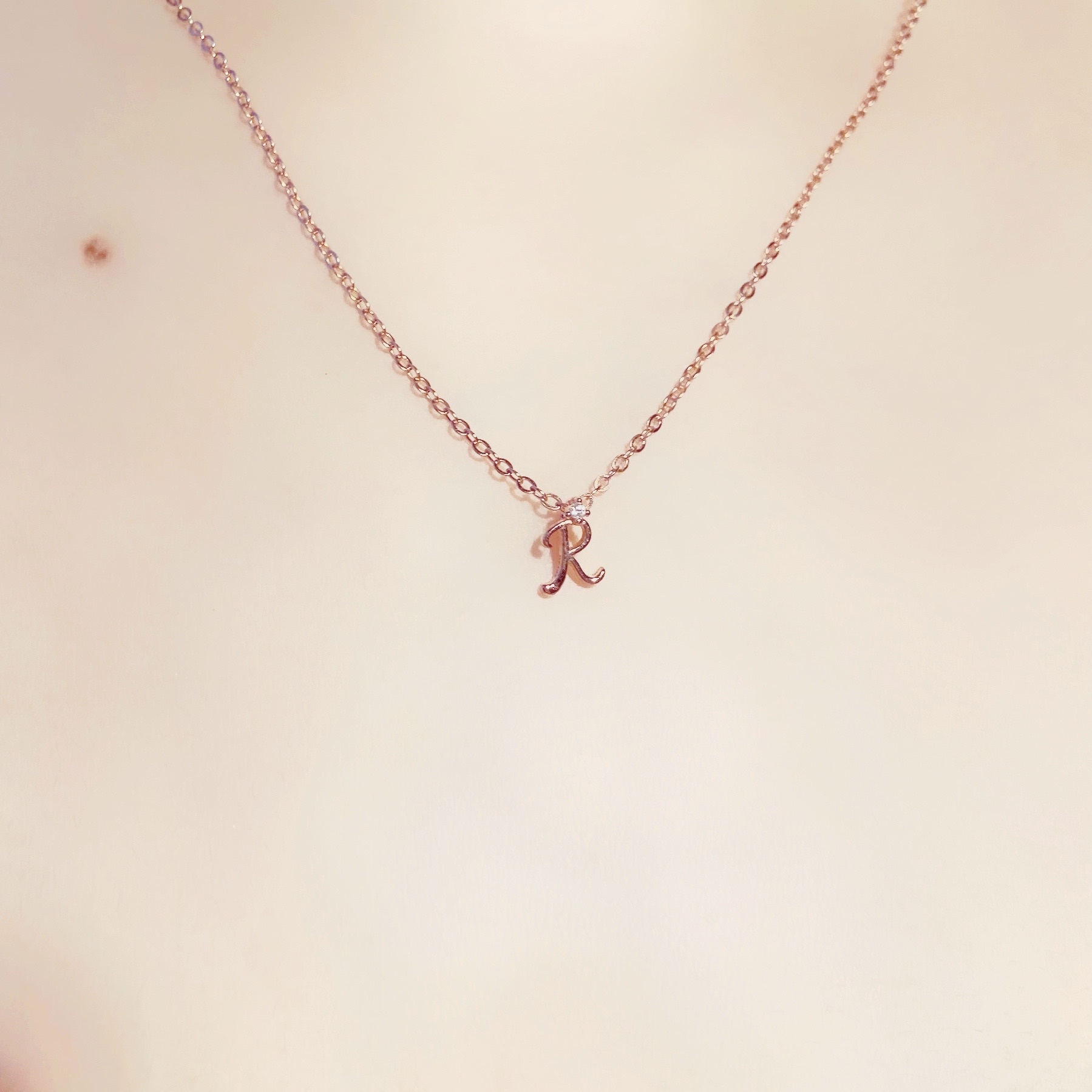 | 925 Silver・ Rose Gold | Letter R Necklace  | NE0038 |
