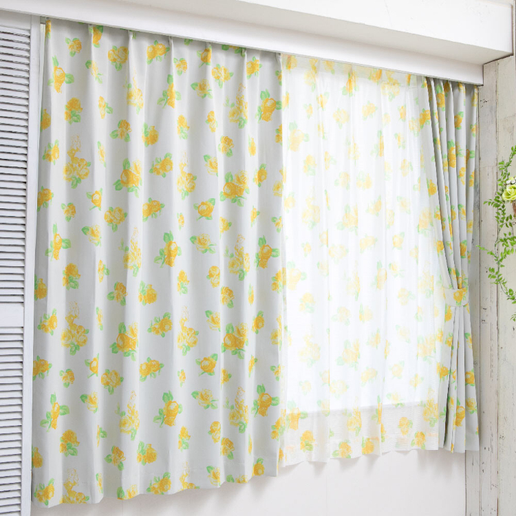 22204-BE 迪士尼貝兒黃玫瑰2級遮光窗簾 + 窗紗 (一套4塊)  #JP-BD22-SB-634-D/SB-635-D