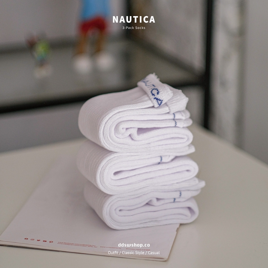 Nautica 襪子 反摺 長襪 白色