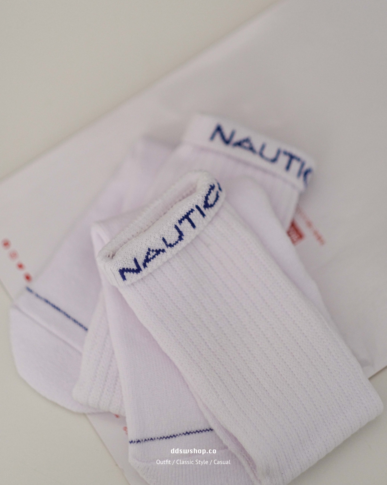 Nautica 襪子 反摺 長襪 白色