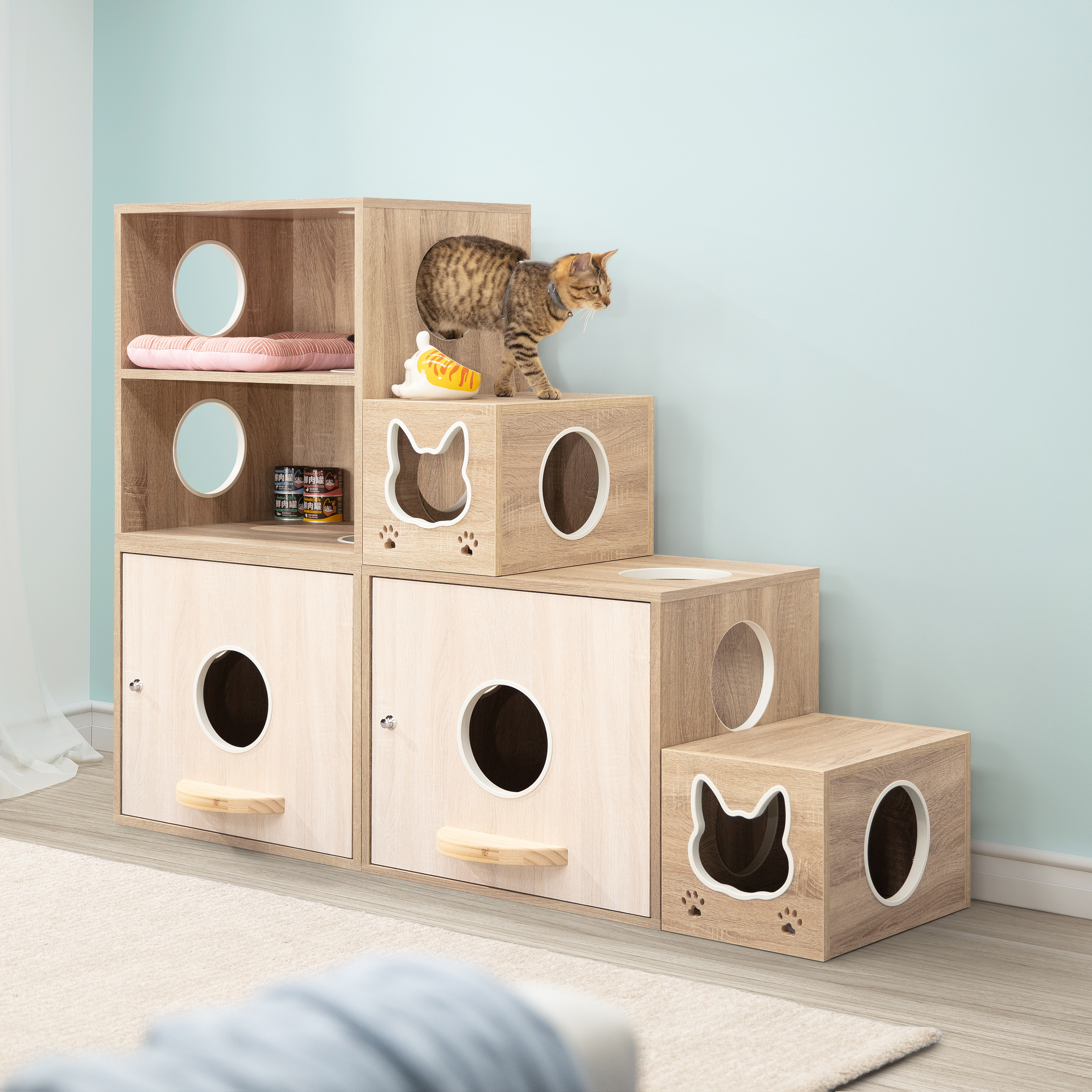 簡約雙盆階梯組合(洞洞穿越雙層櫃)