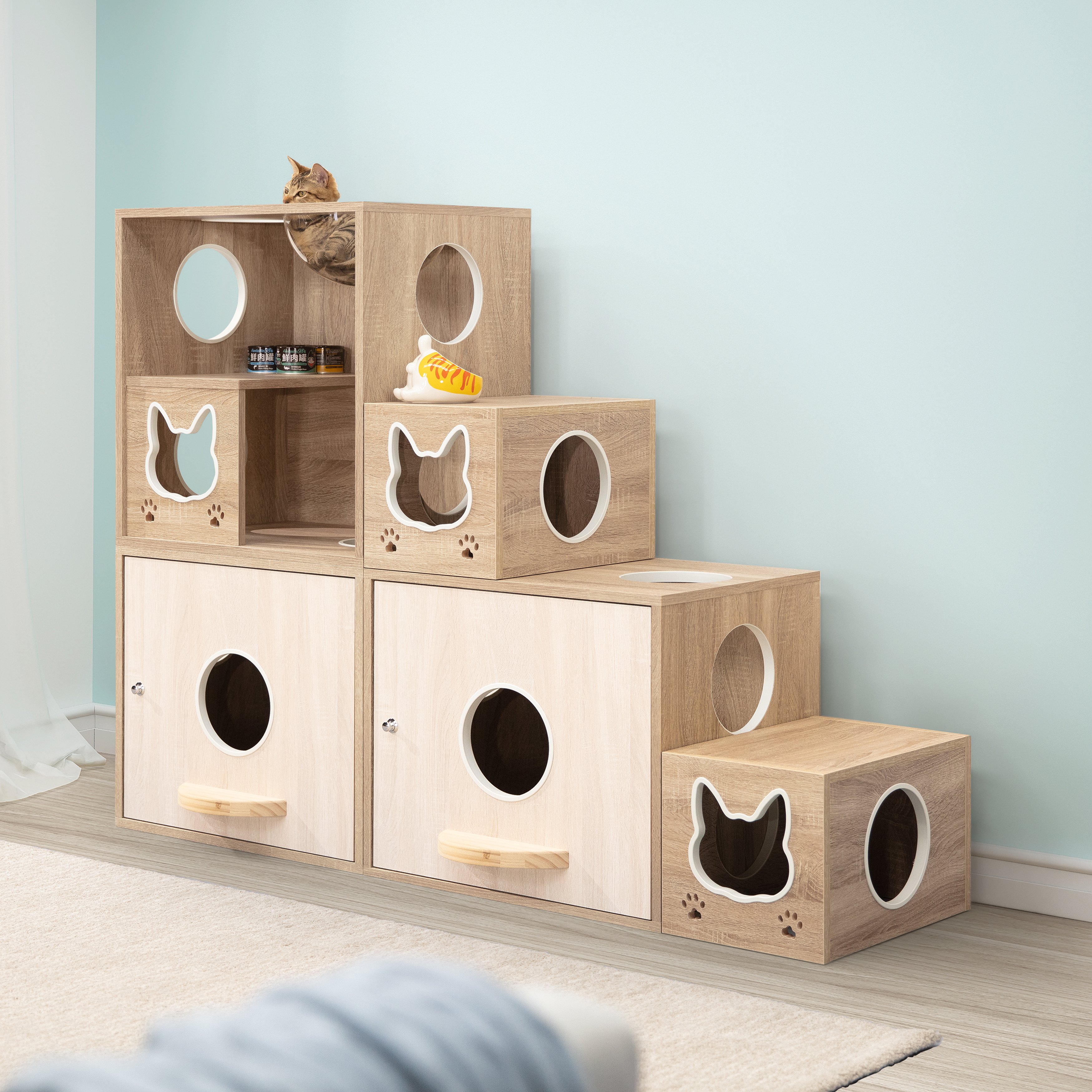 簡約雙盆階梯組合(太空球櫃)