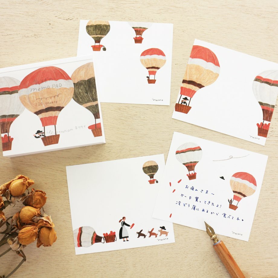 領帶：熱氣球 120枚便條本 memo｜日本表現社