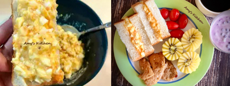 15.優格蛋沙拉濕潤滑口好吃，最後要上桌前再抹在吐司上。 ⭕️外帶小秘訣： 若要外帶可以蛋沙拉跟吐司分裝，要吃再抹上才不會吐司濕掉醜了。