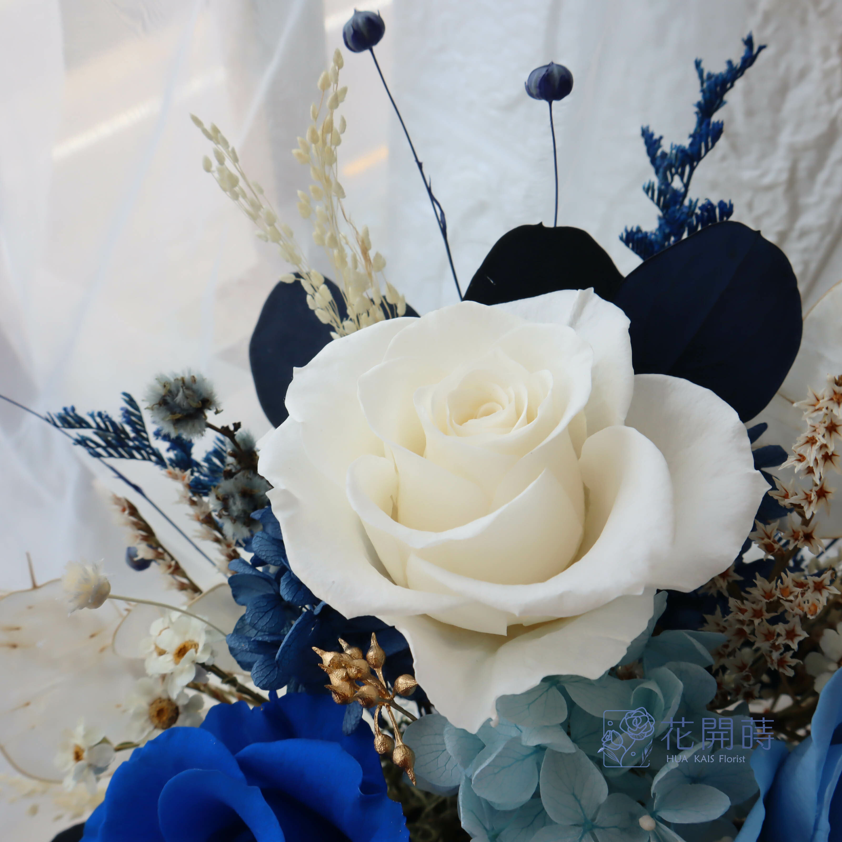 永生桌花|深海藍|開幕賀禮|室內空間布置|升遷賀禮|入厝新居|