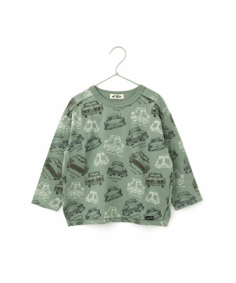 日本MYD 經典系列 汽車圖騰 純棉長袖上衣 (綠色，140) M240101