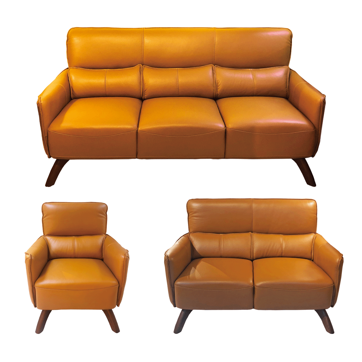 【KCT全牛皮】沙發組(1+2+3人座)-E