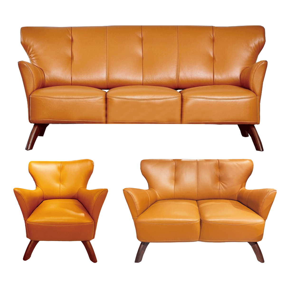 【KCT全牛皮】沙發組(1+2+3人座)-D