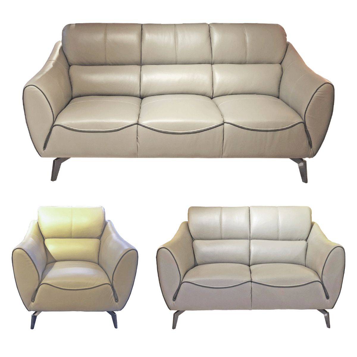 【KCT半牛皮】沙發組(1+2+3人座)-A