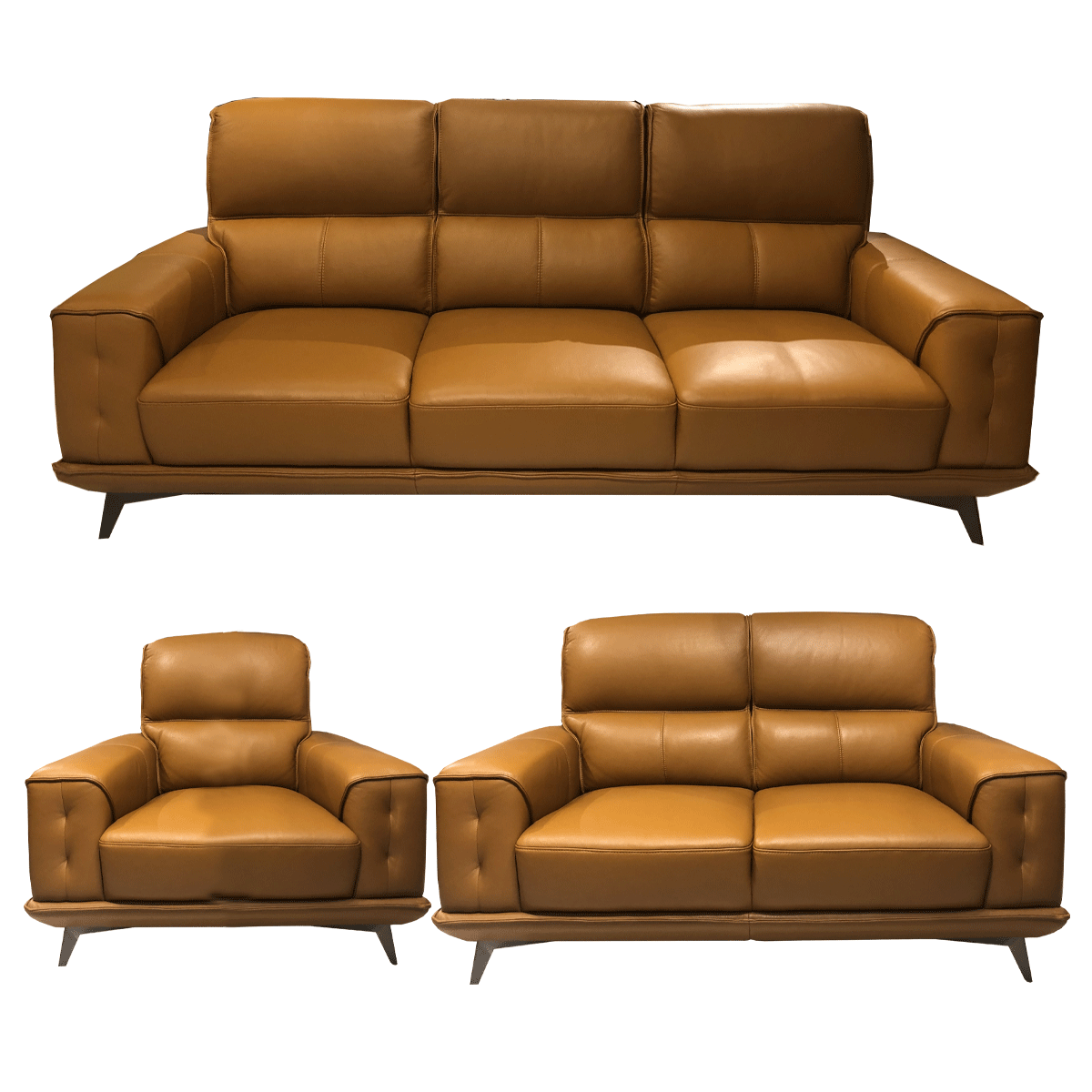 【KCT全牛皮】沙發組(1+2+3人座)-C