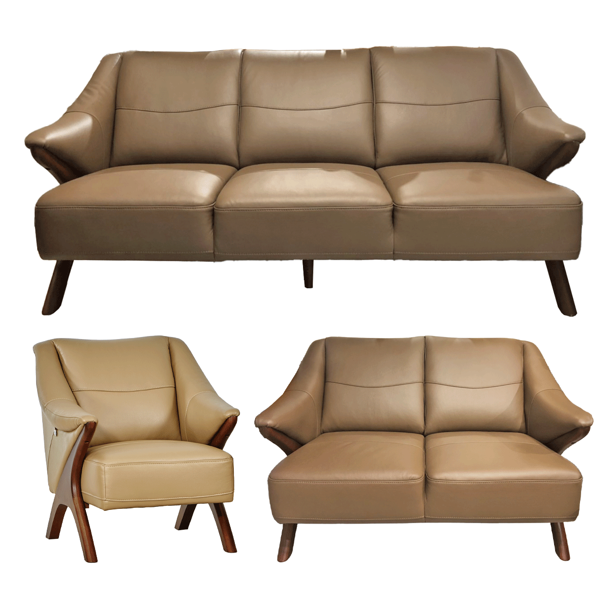 【KCT全牛皮】沙發組(1+2+3人座)-E