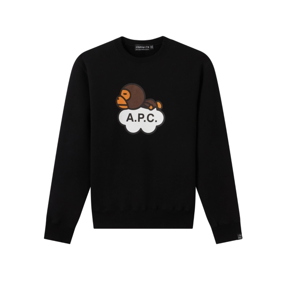 BAPE® X A.P.C. MILO WIDE CREWNECK黑色