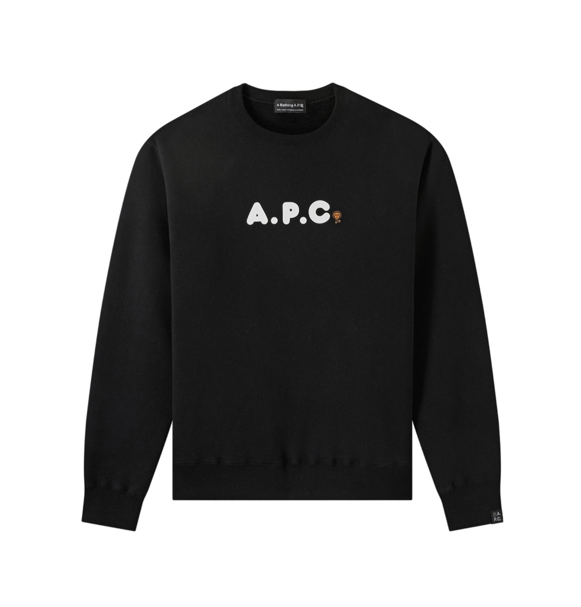 BAPE® X A.P.C. MILO ON APC WIDE CREWNECK 黑色(KIDS)